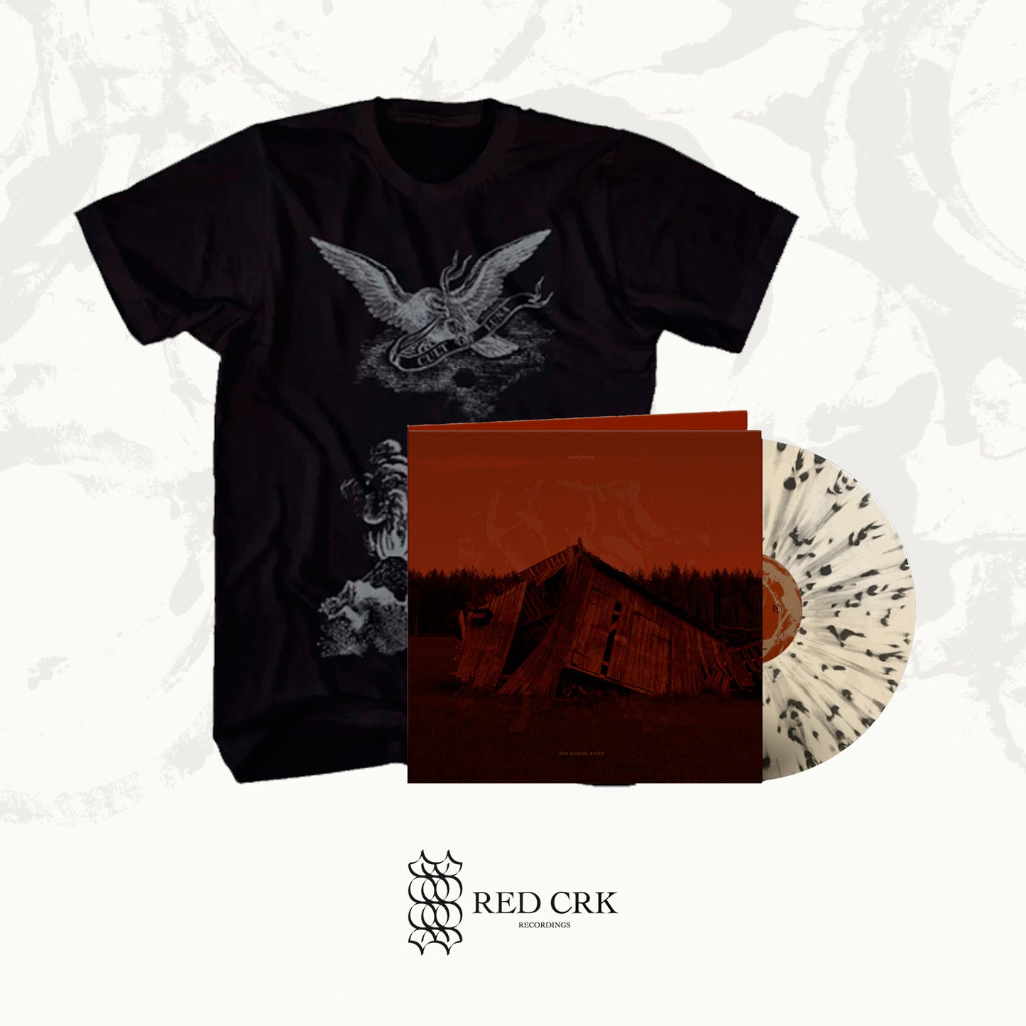 CULT OF LUNA - The Raging River LP Gtfold (Milky Clear vinyl w/ Black Speckles) +  Mighty Eagle (Silver) T-Shirt